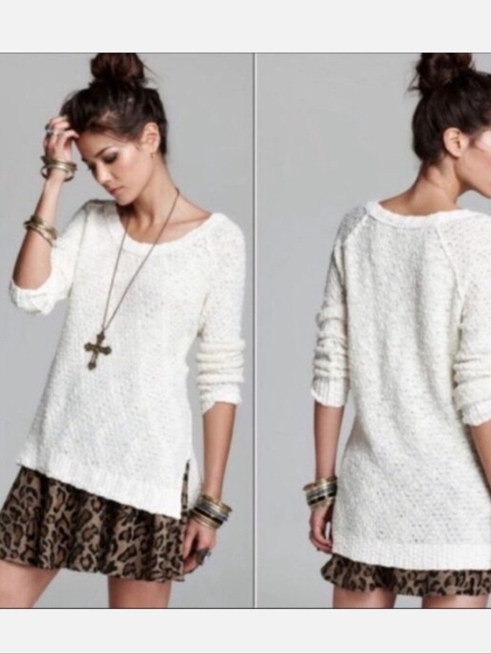 Free People Classic Cream Knit Women's Sweater